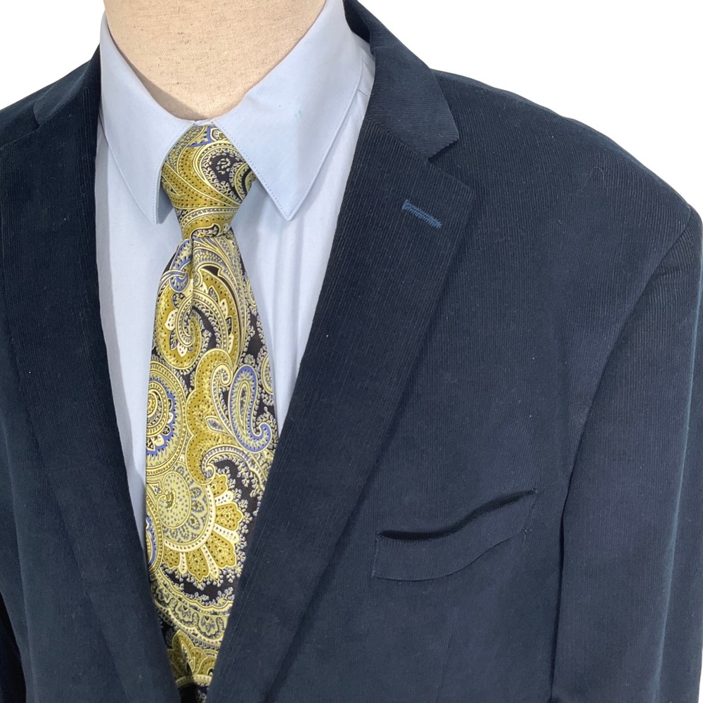 Ralph Lauren Lauren Blazer Mens 50R/54 Teal Blue Corduroy Patch Preppy Academia